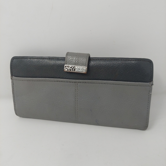 Brighton Barbados Large Pocket Wallet Grey Two Tone Pebbled Leather Bifold - Picture 10 of 10